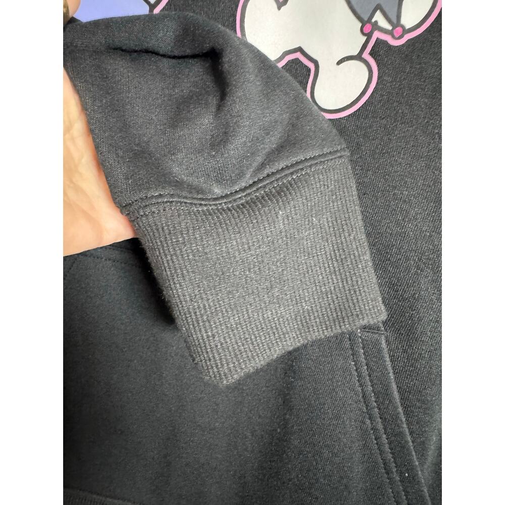 SANRIO KUROMI Hoodie NEW Double Graphic Kangaroo Pocket Black Size M - Picture 9 of 11